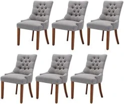 UDAX Upholstered Dining Chairs With Arms, Set Of 6, Dining Room Chairs With Solid Wood Legs And Tufted Backrest(Linen+Beige) -Amazon Store 416O9KBUCCL. AC