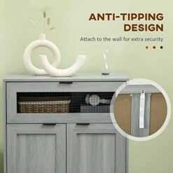 HOMCOM Sideboard Buffet Cabinet, Kitchen Cabinet With Metal Grid Flip Drawer, Adjustable Shelf, Accent Cabinet For Living Room, Grey -Amazon Store 416Q4KdUpNL