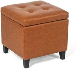 Adeco Bonded Leather Square Tufted Footstool, 18", Brown Storage Ottomans, 23 Adeco Bonded Leather Square Tufted Footstool, 18", Brown Storage Ottomans, -Amazon Store 416RZWRgcTL. AC