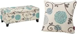 Christopher Knight Home Breanna Fabric Storage Ottoman, White And Blue Floral -Amazon Store 416XbbE5TuL. AC
