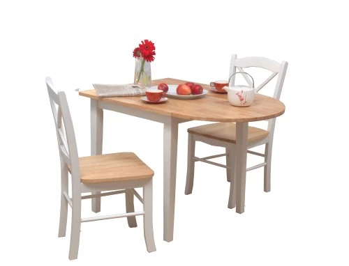 Target Marketing Systems 3 Piece Tiffany Country Cottage Dining Set With 2 Chairs And A Drop Leaf Table, White/Natural 3 Target Marketing Systems 3 Piece Tiffany Country Cottage Dining Set With 2 Chairs And A Drop Leaf Table, White/Natural