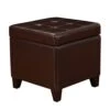 Adeco Bonded Leather Square Tufted Footstool, 18", Brown Storage Ottomans, -Amazon Store 416b21q6dpL