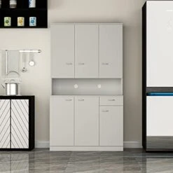 WERSMT Kitchen Pantry Storage Cabinet With 6 Door 1 Drawer 1 Display Space, Multifunctional Buffet Storage Coffee Bar For Kitchen, Living Room, 39.37"x15.35"x70.86",White 22 WERSMT Kitchen Pantry Storage Cabinet With 6 Door 1 Drawer 1 Display Space, Multifunctional Buffet Storage Coffee Bar For Kitchen, Living Room, 39.37"x15.35"x70.86",White -Amazon Store 416eXLaUrBL