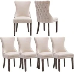 KCC Velvet Dining Chairs Set Of 4, Tufted Upholstered Wingback High-end Dining Kitchen Chair With Nailhead Solid Wood Legs, Contemporary Nikki Collection Modern Style, Beige 31 KCC Velvet Dining Chairs Set Of 4, Tufted Upholstered Wingback High-end Dining Kitchen Chair With Nailhead Solid Wood Legs, Contemporary Nikki Collection Modern Style, Beige -Amazon Store 416fk0smFJL. AC