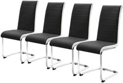 Modern Dining Chairs Set Of 2, Kitchen Chairs, Faux Leather Dining Room Chairs With High Back Soft Padded, Chrome Legs For Home Kitchen (2 Grey Chairs) -Amazon Store 416irY9mcVL. AC