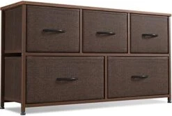 Cubiker Dresser Storage Organizer, 5 Drawer Dresser Tower Unit For Bedroom Hallway Entryway Closets, Small Dresser Clothes Storage With Wide Sturdy Steel Frame Wood Top, Brown -Amazon Store 416o4KBUs6L. AC