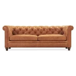 POLY & BARK Lyon Sofa In Full-Grain Pure-Aniline Italian Leather, Cognac Tan