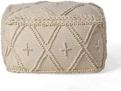 Christopher Knight Home Nina Large Square Casual Pouf, Boho, White Wool And Cotton 13 Christopher Knight Home Nina Large Square Casual Pouf, Boho, White Wool And Cotton -Amazon Store 416zp5nyZL. AC