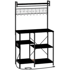 Yoobure Baker's Rack With Power Outlet, Microwave Stand With Storage, Kitchen Stand With 10 Hooks