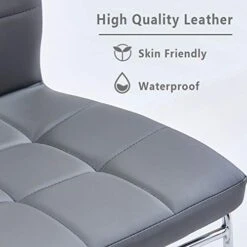 Modern Faux Leather Dining Chairs Indoor Use, Comfortable Kitchen Chairs With Chrome Legs For Kitchen, Living, Bedroom, Waiting Room Chairs, Dining Room Side Chairs Set Of 2 (Gray) -Amazon Store 41751CfNrSL