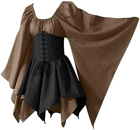 JEGULV Medieval Fairy Cosplay Set Women's Gothic Elf Fairy Short Dresses Renaissance Costumes Halloween Flare Sleeve Dress 9 JEGULV Medieval Fairy Cosplay Set Women's Gothic Elf Fairy Short Dresses Renaissance Costumes Halloween Flare Sleeve Dress - Image 7