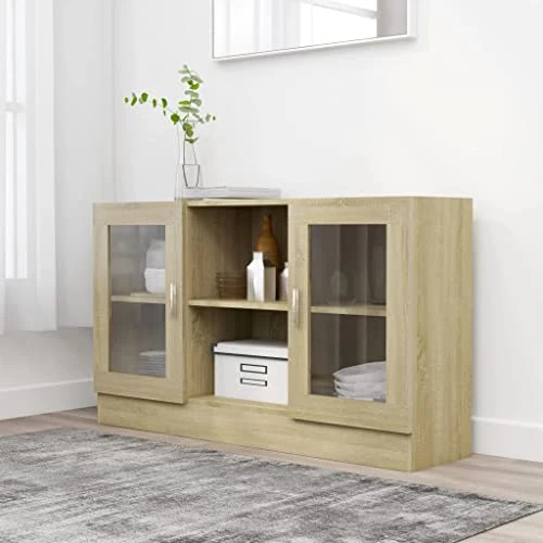 VidaXL Sideboard Vitrine Coffee Bar Cabinet With Open Compartment Sideboard Buffet Cabinet With Storage For Living Room Sonoma Oak Engineered Wood 4 VidaXL Sideboard Vitrine Coffee Bar Cabinet With Open Compartment Sideboard Buffet Cabinet With Storage For Living Room Sonoma Oak Engineered Wood - Image 2