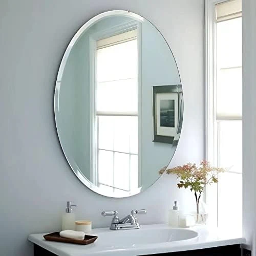 USHOWER 20"x28" Frameless Oval Wall Mirror For Bathroom/Vanity, Beveled Edge, Simple & Elegant Look 9 USHOWER 20"x28" Frameless Oval Wall Mirror For Bathroom/Vanity, Beveled Edge, Simple & Elegant Look - Image 7