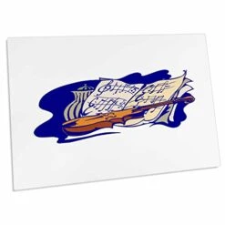 3dRose Susans Zoo Crew Music - Violin Blue Music Jar Still Life - Desk Pad Place Mats (dpd-164446-1)