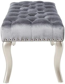 Roundhill Furniture Decor Maxem Tufted Fabric Upholstered Seat With Nailhead Trim Bench, Gray -Amazon Store 417EgRFJqAL