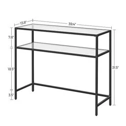 VASAGLE 39.4 Inch Console Sofa Table, Modern Entryway Table, Tempered Glass Table, Metal Frame, 2 Shelves, Adjustable Feet, For Living Room, Hallway, Black ULGT025B01 10 VASAGLE 39.4 Inch Console Sofa Table, Modern Entryway Table, Tempered Glass Table, Metal Frame, 2 Shelves, Adjustable Feet, For Living Room, Hallway, Black ULGT025B01 -Amazon Store 417EzF6d5EL