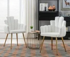 EALSON Velvet Dining Chairs Set Of 2 Comfy Upholstered Accent Arm Chairs With Mid Back Modern Finger Shape Vanity Chair With Gold Metal Legs For Living Room/Dining Room/Bedroom, Black -Amazon Store 417GFBuDlWL. AC