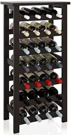 SMIBUY Bamboo Wine Rack, 28 Bottles Display Holder With Table Top, 7-Tier Free Standing Storage Shelves For Kitchen, Pantry, Cellar, Bar (Black) -Amazon Store 417HcSu1InL. AC