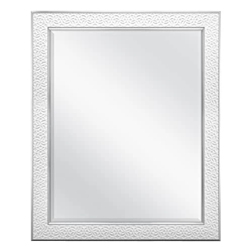 MCS Nordic Blossom Large Wall Mirror, Modern Rectangle Mirror Home Decor For Living Room, Bedroom, Or Bathroom, 27 By 33 Inch, White 3 MCS Nordic Blossom Large Wall Mirror, Modern Rectangle Mirror Home Decor For Living Room, Bedroom, Or Bathroom, 27 By 33 Inch, White