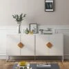 63 Inch Wide Buffet Kitchen Sideboard Storage Cabinet, Floor Cupboard With 4 Doors, Free Standing Accent Cabinet For Living Room, Solid Wood Square Handle Double Storage Sideboard, White -Amazon Store 417PIK3Sk6L