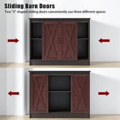 4 EVER WINNER Farmhouse Coffee Bar, Wood Coffee Bar Cabinet With Sliding Barn Doors, Adjustable Shelves, Kitchen Buffet Storage Cabinet Cupboard Credenza Server Table For Dining Room, Espresso -Amazon Store 417QI3nZ8uL