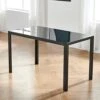 IDS Home Rectangular With Metal Legs For 4/6 Persons Transparent Glass Top Kitchen Dining Table, 51.2", Black -Amazon Store 417RQyWwJGL