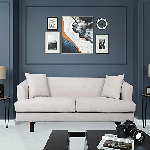 NOSGA Modern 3 Seater Couch, Large Sofa Furniture, Roll Arm Classic Tufted Chesterfield Settee Leather Sofa With Channel Tufted Seat Back For Living Room, Black PU 15 NOSGA Modern 3 Seater Couch, Large Sofa Furniture, Roll Arm Classic Tufted Chesterfield Settee Leather Sofa With Channel Tufted Seat Back For Living Room, Black PU - Image 13