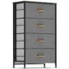 DHMAKER Fabric Dresser For Bedroom, Vertical Dresser Storage Tower, Steel Frame, Wood Top, Easy Pull Textured Fabric Bins, Organizer Unit For Bedroom, Hallway, Entryway, Closets, 4 Drawers, Charcoal -Amazon Store 417UG5TgrVL