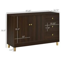 HOMCOM Modern Sideboard, Storage Cabinet, Accent Cupboard With 3 Drawers, Adjustable Shelf For Kitchen, Living Room, Brown 9 HOMCOM Modern Sideboard, Storage Cabinet, Accent Cupboard With 3 Drawers, Adjustable Shelf For Kitchen, Living Room, Brown -Amazon Store 417URxm6CwL