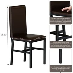 Recaceik Dining Table Set For 4, Kitchen Table And Chairs For 4, Faux Marble Kitchen Table Set With 4 Upholstered PU Leather Chairs, Dining Room Table Set For Kitchen Dining Room (Brown) -Amazon Store 417YyjogfzL