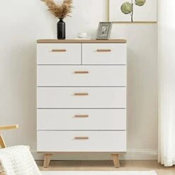 Angel Sar 6 Drawer White Dresser For Bedroom, Wood Storage Organizer Wide Dresser, Modern Drawer Chest, Nursery Dresser For Living Room, Hallway, Bedroom, Kids Bedroom, White -Amazon Store 417ZB5LxuQL. AC