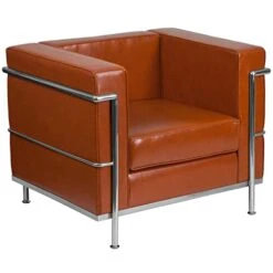 Flash Furniture HERCULES Regal Series Contemporary Cognac LeatherSoft Chair With Encasing Frame