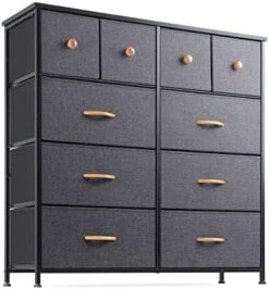 Nicehill Dresser For Bedroom With 10 Drawers, Storage Drawer Organizer, Tall Chest Of Drawers For Closet, Clothes, Kids, Baby, Living Room, Wood Board, Fabric Drawers (Black Grey) -Amazon Store 417o4P8Z6jL. AC