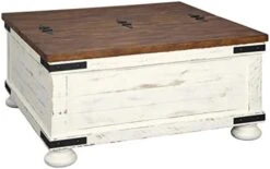 Signature Design By Ashley Wystfield Farmhouse Square Storage Coffee Table With Hinged Lift Top, Distressed White 13 Signature Design By Ashley Wystfield Farmhouse Square Storage Coffee Table With Hinged Lift Top, Distressed White -Amazon Store 4181VDL8chL. AC