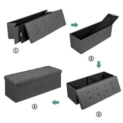 Giantex Storage Ottoman Bench, 43.5''L Folding Foot Rest Storage Chest With Divider, Padded Seat Shoe Bench For Living Room Bedroom Hallway Entryway End Of Bed, Holds Up To 660 Lbs (Dark Gray) -Amazon Store 4186QUOYUBL