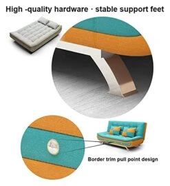 Futon Sofa Bed, Sleeper Sofa Bed For Living Room, Futon Sofa Bed, Folding Convertible Sofa Bed, Cotton Fabric Couch Bed, 3 Angles Adjustable Back,Modern Convertible Folding Recliner ( Color : Orange ) -Amazon Store 418DSqotUkL