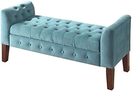 HomePop Velvet Tufted Storage Bench Settee With Hinged Lid, Purple 50" X 18" X 23" 10 HomePop Velvet Tufted Storage Bench Settee With Hinged Lid, Purple 50" X 18" X 23" - Image 8