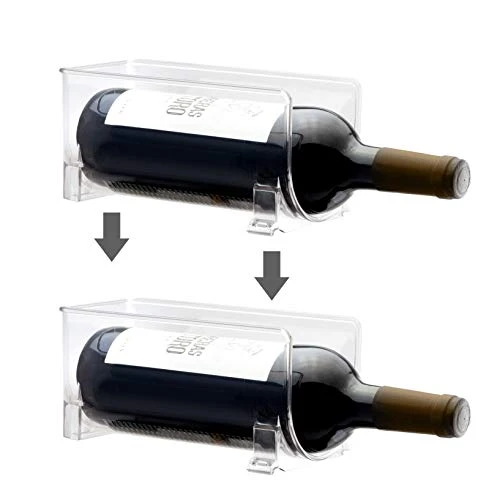 ELTOW Stackable Plastic Wine Rack - Modular Wine Bottle Organizer - Wine Holder For Fridge - Storing Champagne And Water Bottles - For Bar, Countertop, Dining Room Display, Heavy Duty, Clear (3-Pack) 4 ELTOW Stackable Plastic Wine Rack - Modular Wine Bottle Organizer - Wine Holder For Fridge - Storing Champagne And Water Bottles - For Bar, Countertop, Dining Room Display, Heavy Duty, Clear (3-Pack) - Image 2