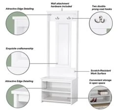 Saint Birch Wood White Wide Hall Tree With Bench And Shoe Storage SBLT8393HTWH -Amazon Store 418MdrNg3GL