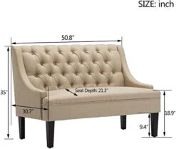 Yongqiang Modern Settee Bench For Dining Room Entryway Upholstered Banquette Button Tufted Loveseat With Wood Legs Khaki 9 Yongqiang Modern Settee Bench For Dining Room Entryway Upholstered Banquette Button Tufted Loveseat With Wood Legs Khaki -Amazon Store 418MkyYJx3L