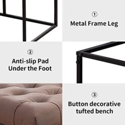 Bonzy Home Upholstered Ottoman Bench Button Tufted Faux Leather Metal Frame Dining Table Bench For Living Room Hallway Bedroom,22 X 16 X 17 Inch,Light Brown 13 Bonzy Home Upholstered Ottoman Bench Button Tufted Faux Leather Metal Frame Dining Table Bench For Living Room Hallway Bedroom,22 X 16 X 17 Inch,Light Brown -Amazon Store 418OD1c8sGL