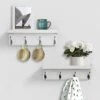 ZGZD White Wall Mounted Coat Rack With Shelf Entryway Hanging Shelves With 4 Double Hooks, Set Of 2 -Amazon Store 418Q6JKqh9L