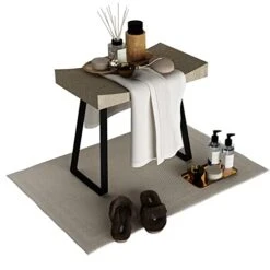 JOLLYMER Wood Bench With Metal Legs, Farmhouse Stool For Dining Room, Living Room, Porch, Small Bench For Entryway, 18 Inch -Amazon Store 418QeVhybYL