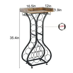 X-cosrack 14 Bottles Wine Rack Freestanding Floor Wine Storage Table Wine Holder Stand With Glass Holder Adjustable Feet Wood Top 35.4" H -Amazon Store 418WnhXH1mL