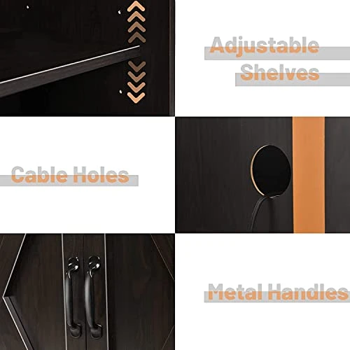 4 EVER WINNER Buffet Cabinet With Storage And Barn Doors, Farmhouse Coffee Bar Cabinet Sideboard Buffet Storage Cabinet For Living Room Dinning Room Kitchen Storage Cabinets, Espresso 5 4 EVER WINNER Buffet Cabinet With Storage And Barn Doors, Farmhouse Coffee Bar Cabinet Sideboard Buffet Storage Cabinet For Living Room Dinning Room Kitchen Storage Cabinets, Espresso - Image 3