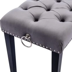 HEAH-YO Modern Velvet Bench Upholstered Ottoman Dining Bench With Pull Rings Nailhead Trim Tufted Footstool For Entryway Bedroom Kitchen Dining Table, Grey -Amazon Store 418elYbEgfL