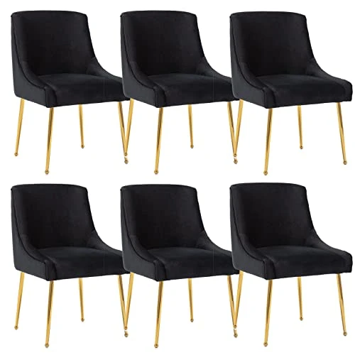 Guyou Kitchen & Dining Room Chairs Set Of 6, Black Velvet Dining Chairs Upholstered Accent Chairs Side Chairs For Kitchen Dining Room Living Room Bedroom (Black) 3 Guyou Kitchen & Dining Room Chairs Set Of 6, Black Velvet Dining Chairs Upholstered Accent Chairs Side Chairs For Kitchen Dining Room Living Room Bedroom (Black)