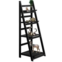 DEARYOU Ladder Shelf,4-Tier Storage Standing Organizer Modern Shelf With Metal Frame,Ladder-Shaped Plant Flower For Office,Bedroom,Living Room,Black 15 DEARYOU Ladder Shelf,4-Tier Storage Standing Organizer Modern Shelf With Metal Frame,Ladder-Shaped Plant Flower For Office,Bedroom,Living Room,Black -Amazon Store 418knblNLSL