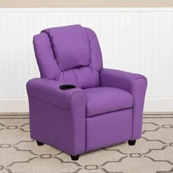 Flash Furniture Vana Contemporary Lavender Vinyl Kids Recliner With Cup Holder And Headrest