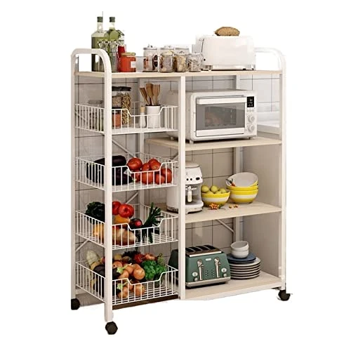 LUCBEI Microwave Oven Rack Mobile Kitchen Storage Rack, Multifunctional Floor To Floor Microwave Oven Supplies Storage Rack, Multi-Layer Household Storage Rack Kitchen Storage Rack (Color : Brass) 3 LUCBEI Microwave Oven Rack Mobile Kitchen Storage Rack, Multifunctional Floor To Floor Microwave Oven Supplies Storage Rack, Multi-Layer Household Storage Rack Kitchen Storage Rack (Color : Brass)